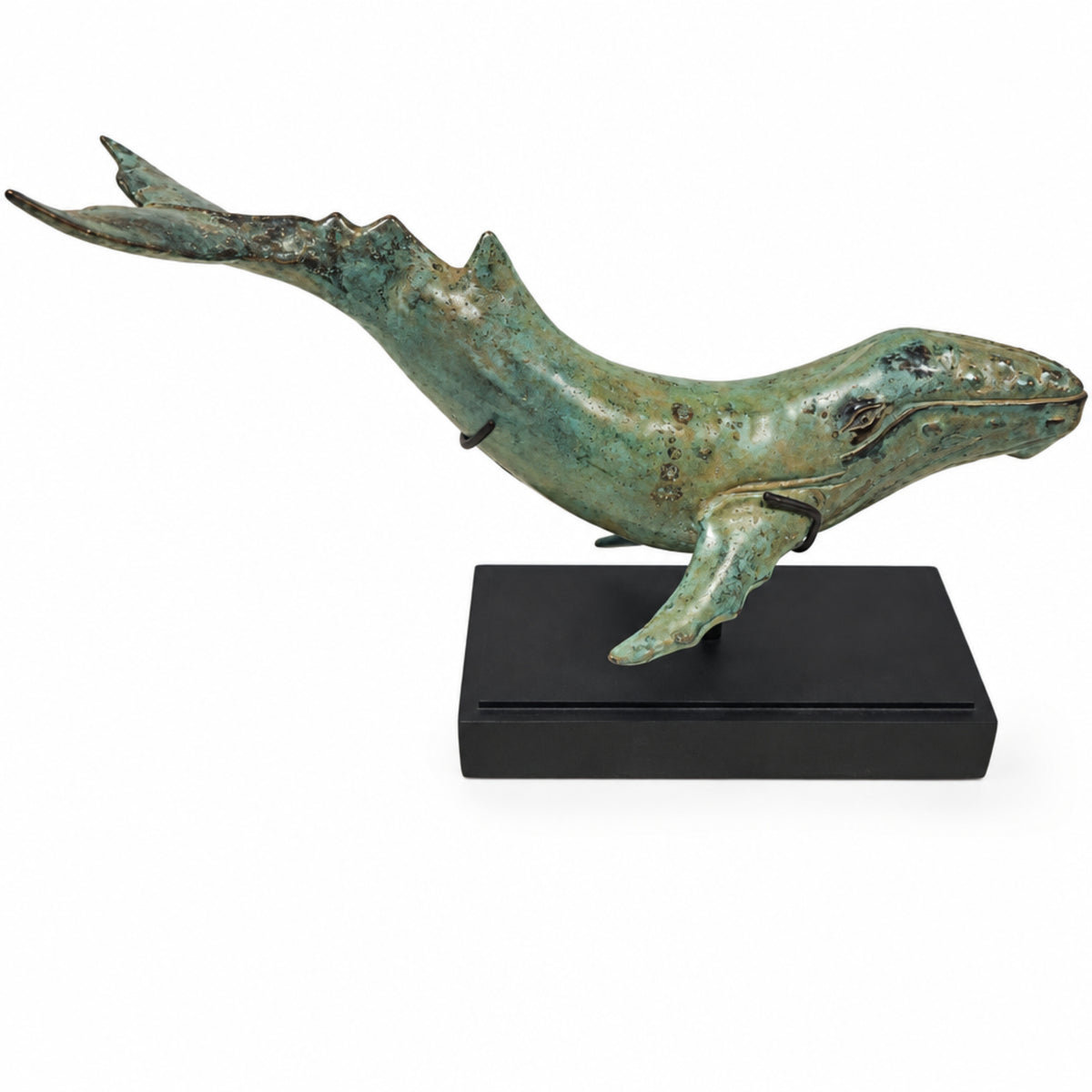 Bronze statue of a blue whale