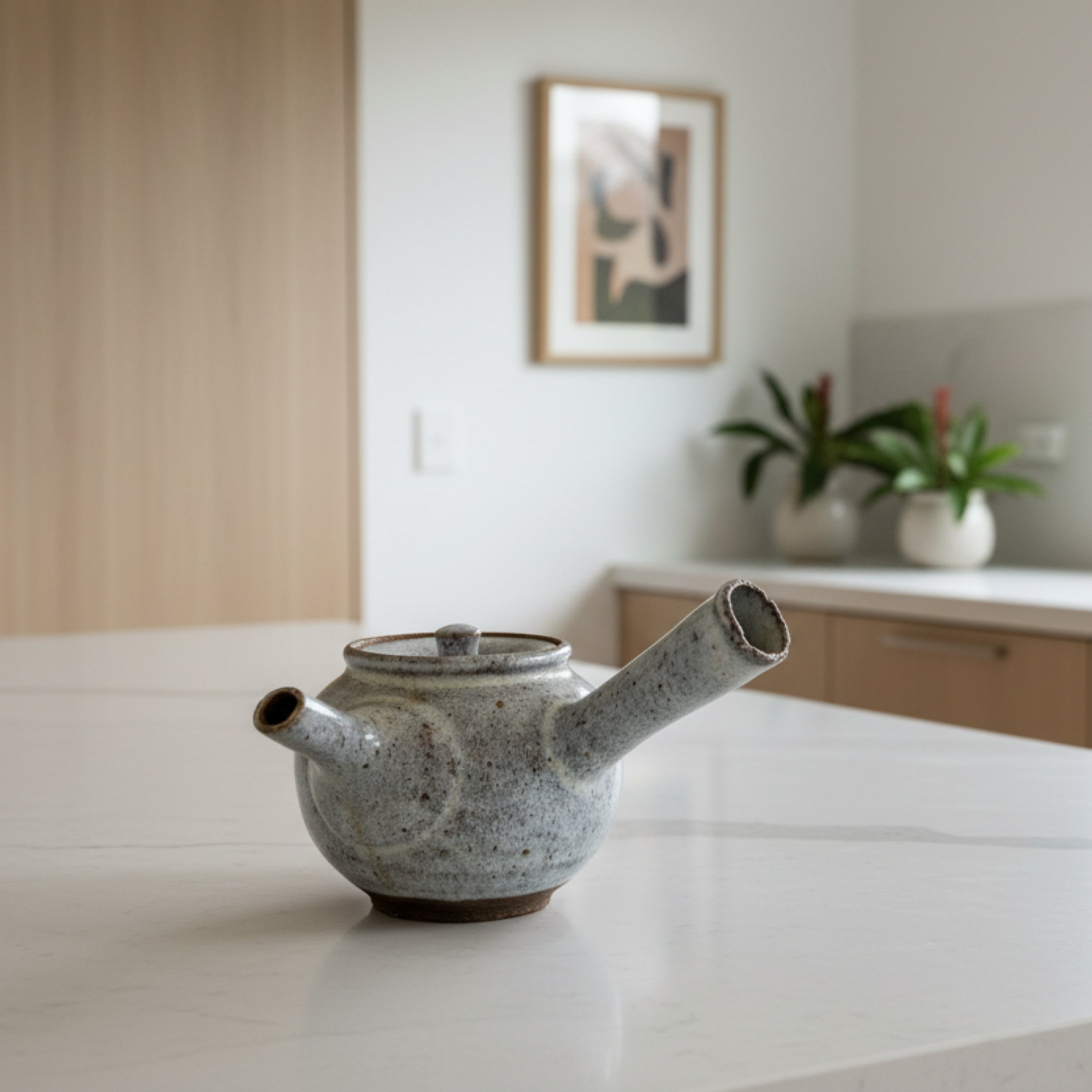 A Japanese stoneware sen-cha tea pot with a wonderful glaze.