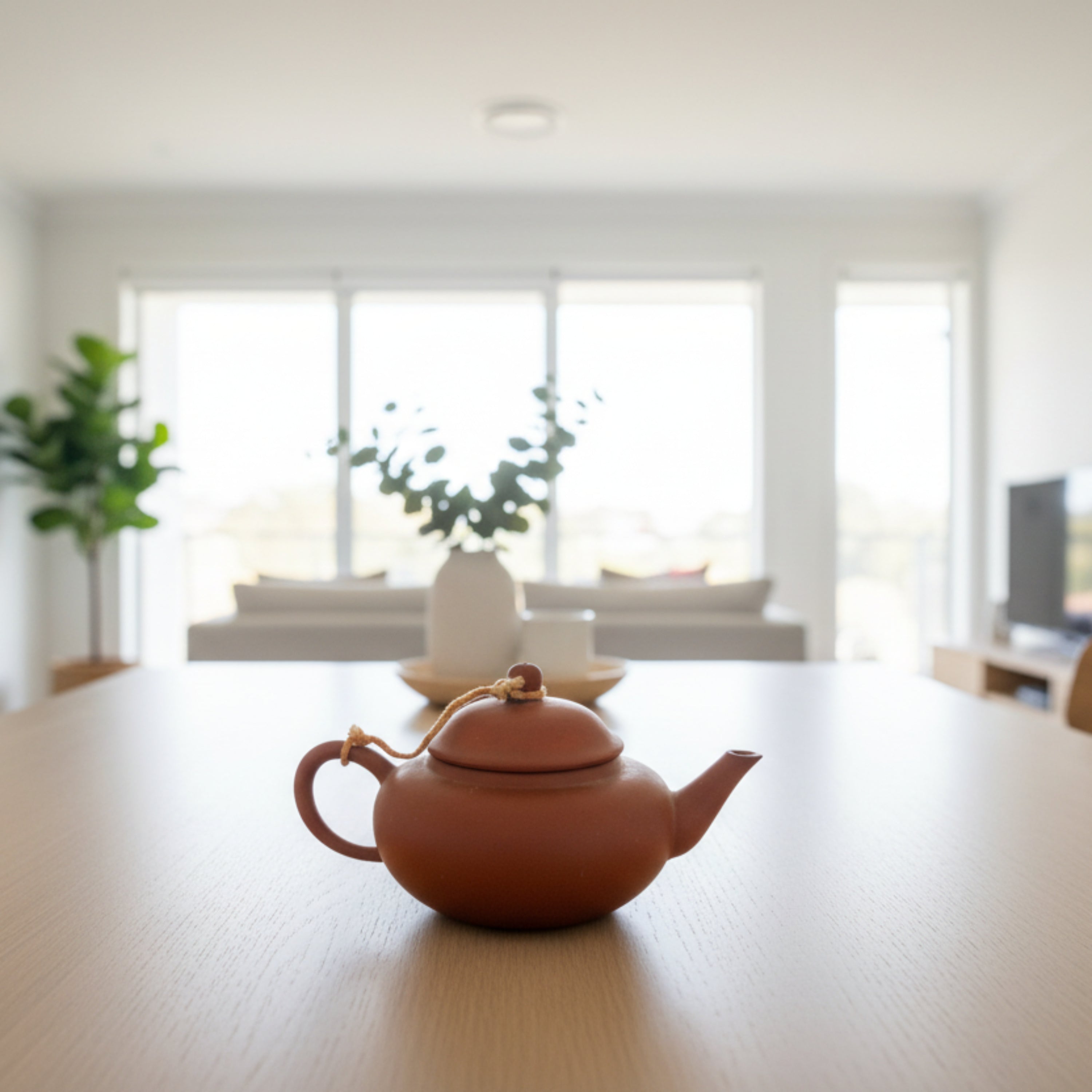 A small Chinese terracotta sen-cha tea pot.