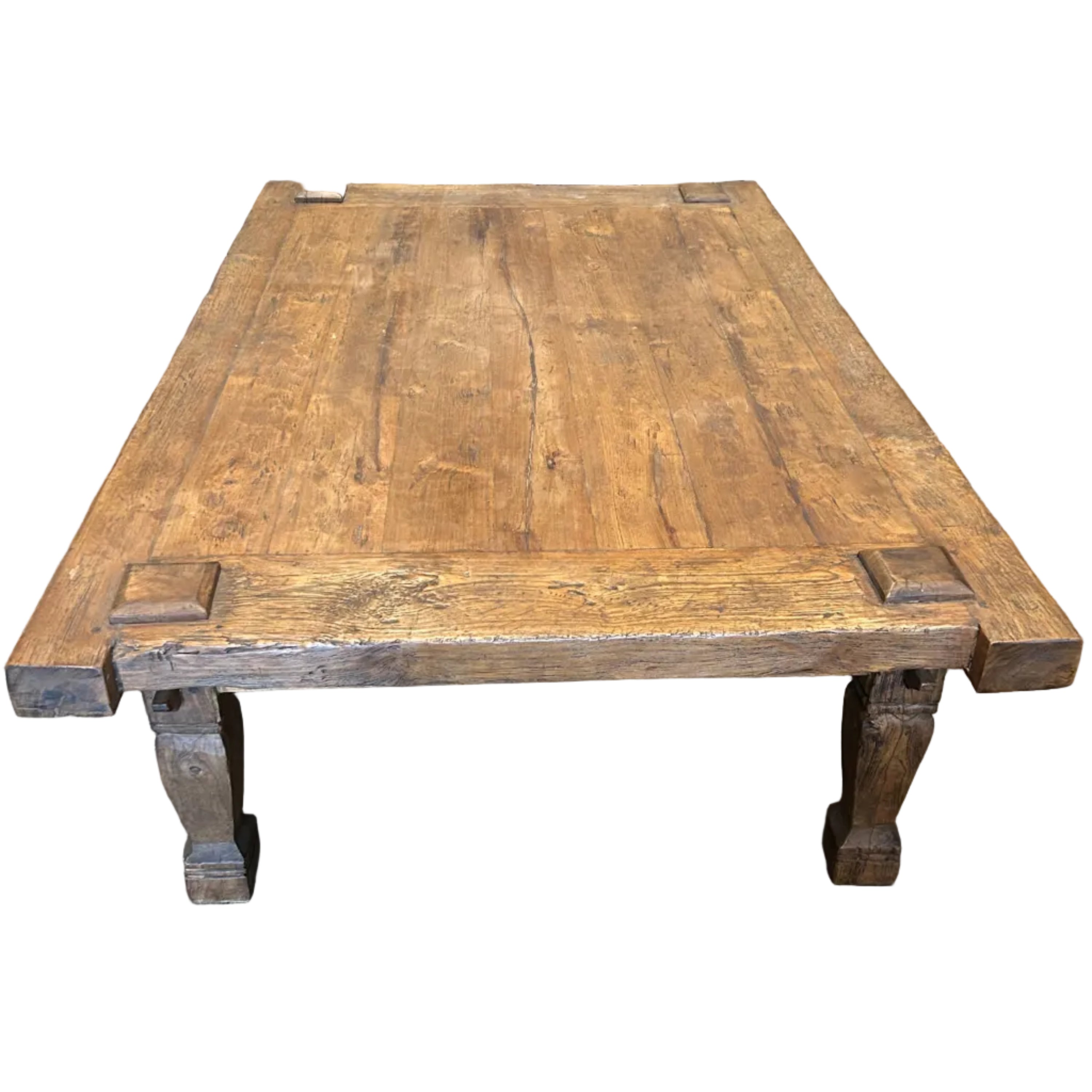 Large rustic teak Dutch colonial style coffee table