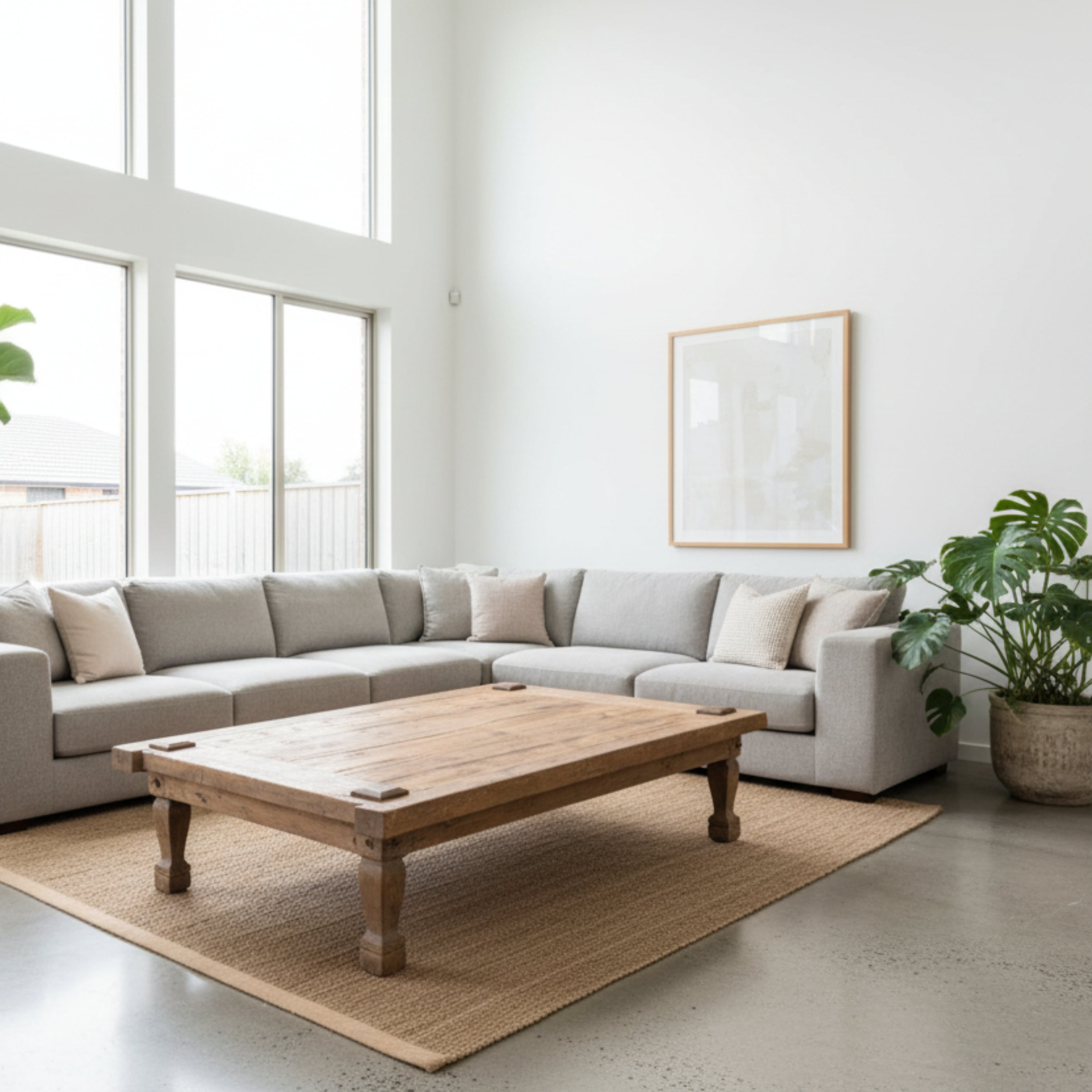 Large rustic teak coffee table