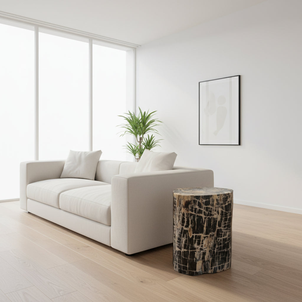  Petrified wood log side table