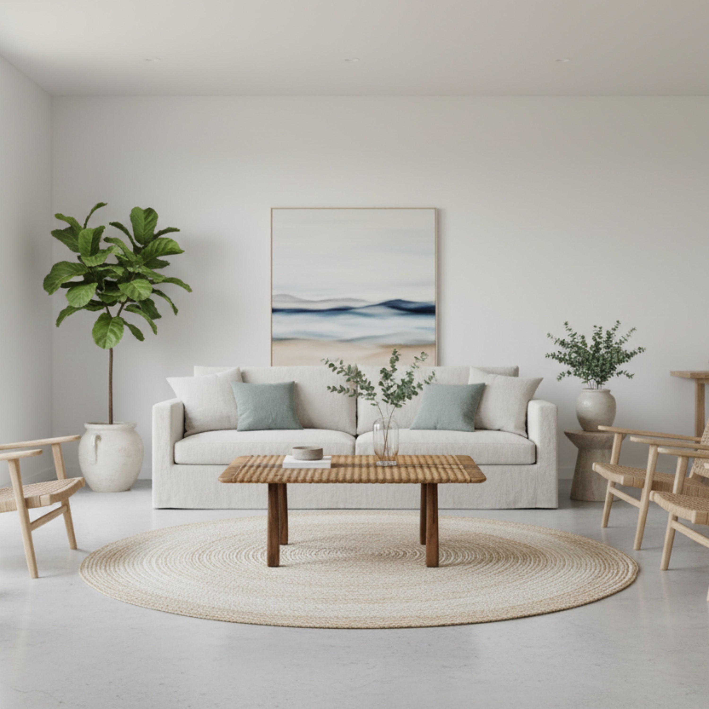 A small rectangular teak coffee table