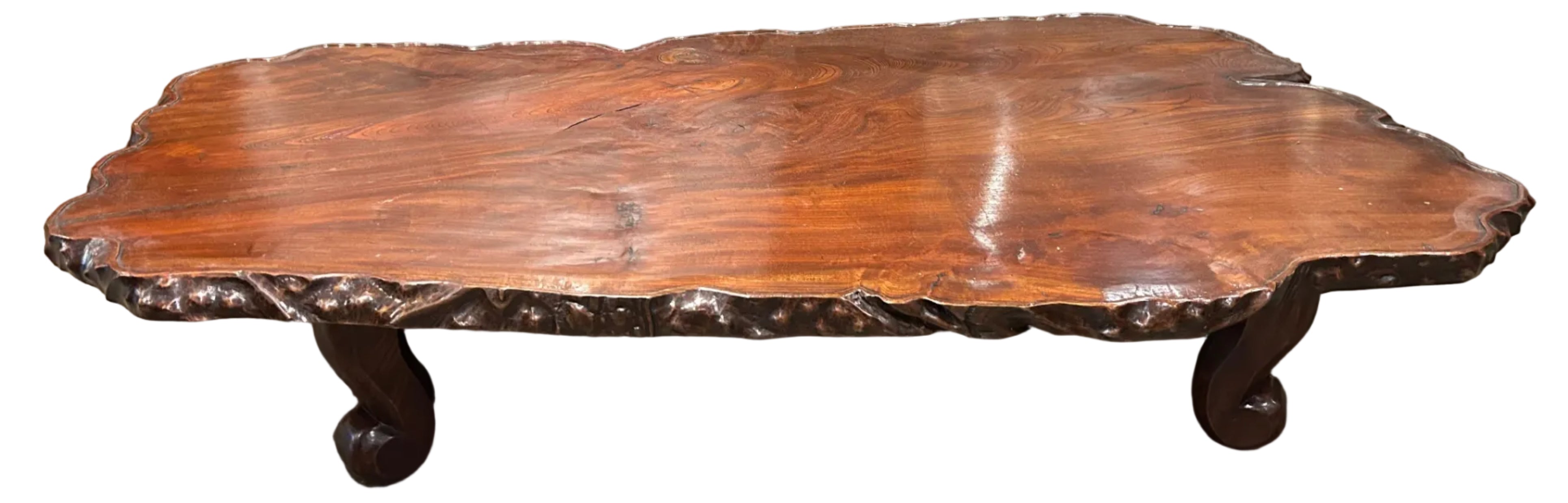 A large Japanese cofee table made of solid zelcova wood.
