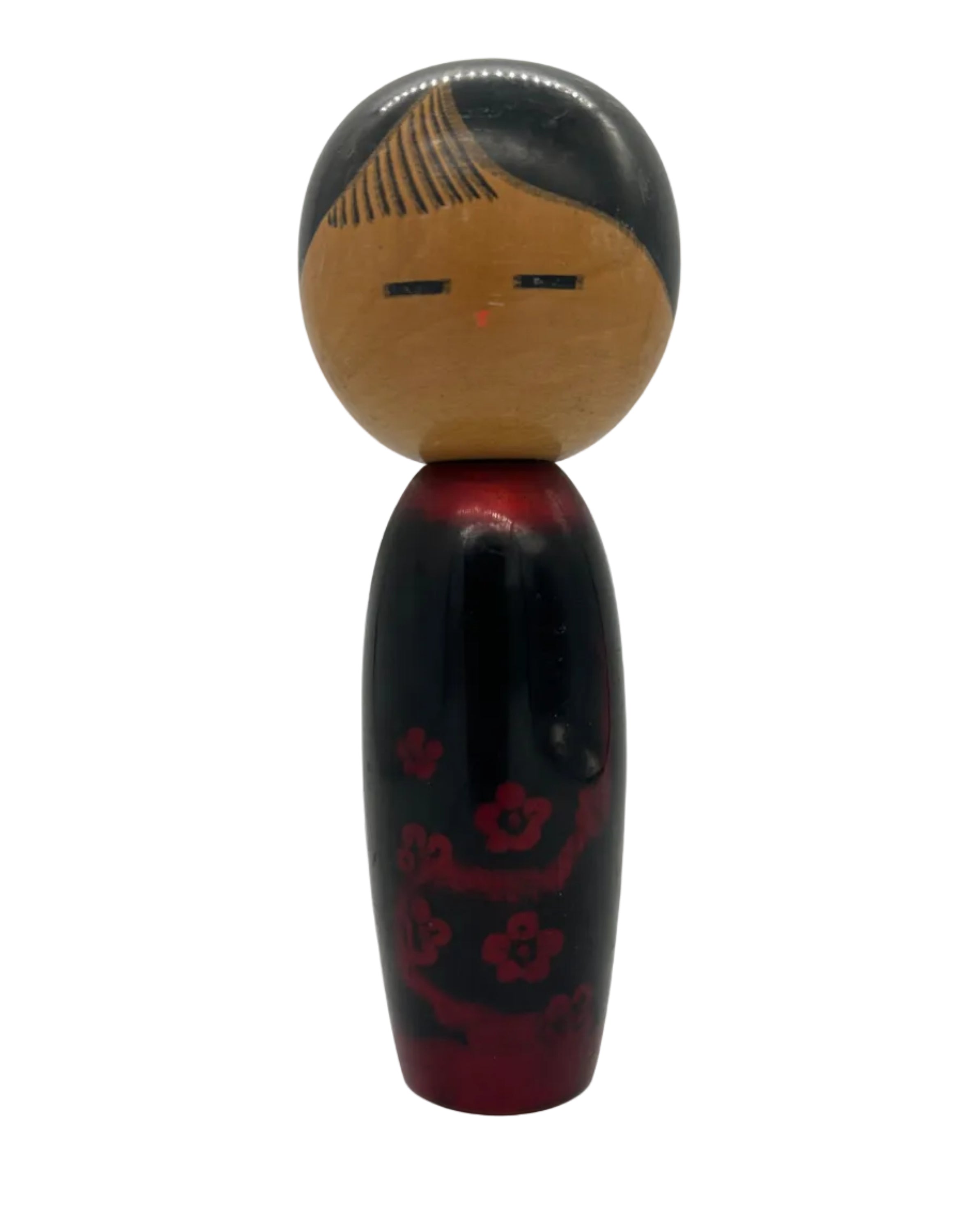 The "Chigo-Sakura" (Cherry Blossom Child) is a renowned vintage Sosaku (creative) kokeshi doll crafted by master artist Masao Watanabe