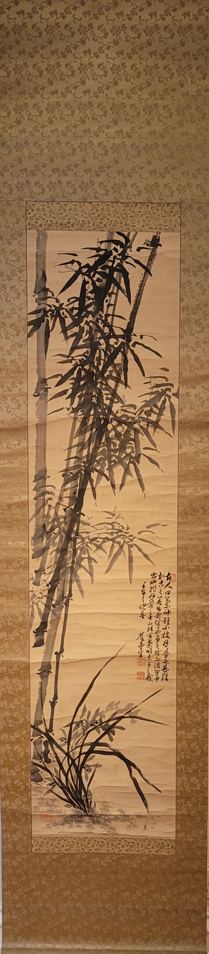 Vintage Japanese scroll of bamboo stalks - KS14022