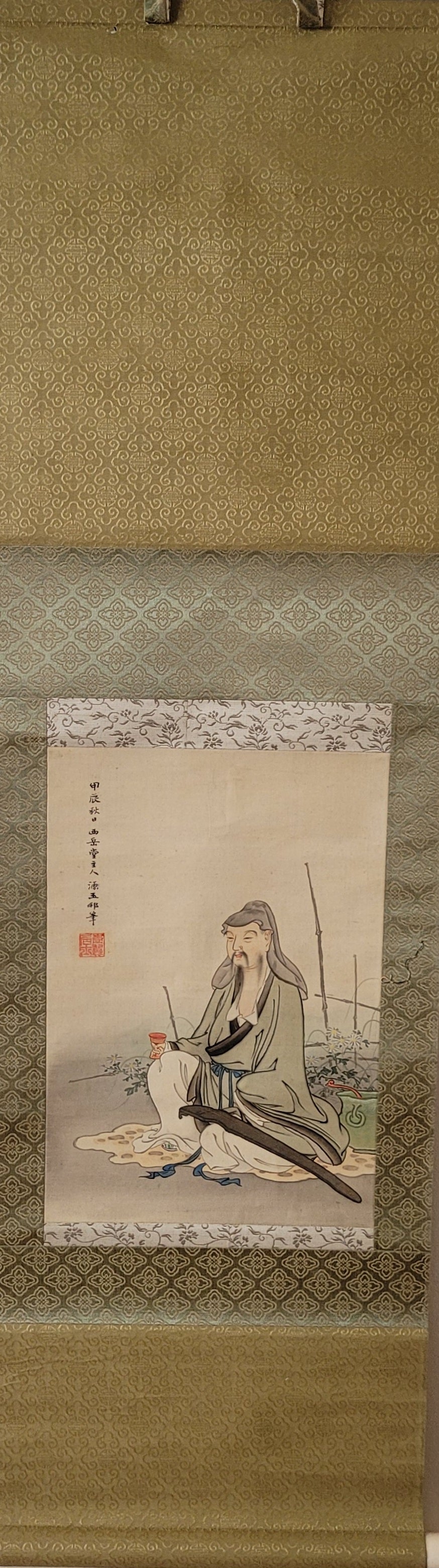 Vintage Japanese scroll featuring a sage - KS21007