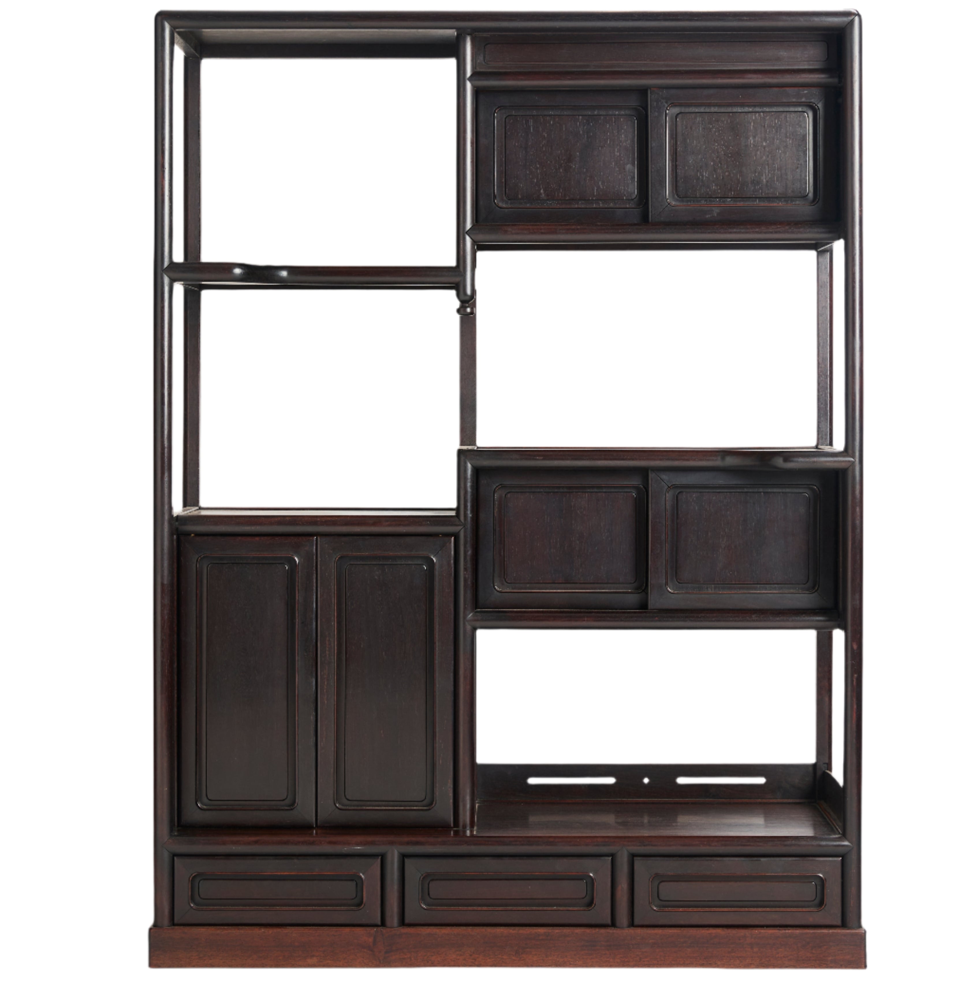 Japanese rosewood Cha-Dana tea cabinet, c1920s. Elegant display and storage piece for tea utensils. Refined and functional craftsmanship.