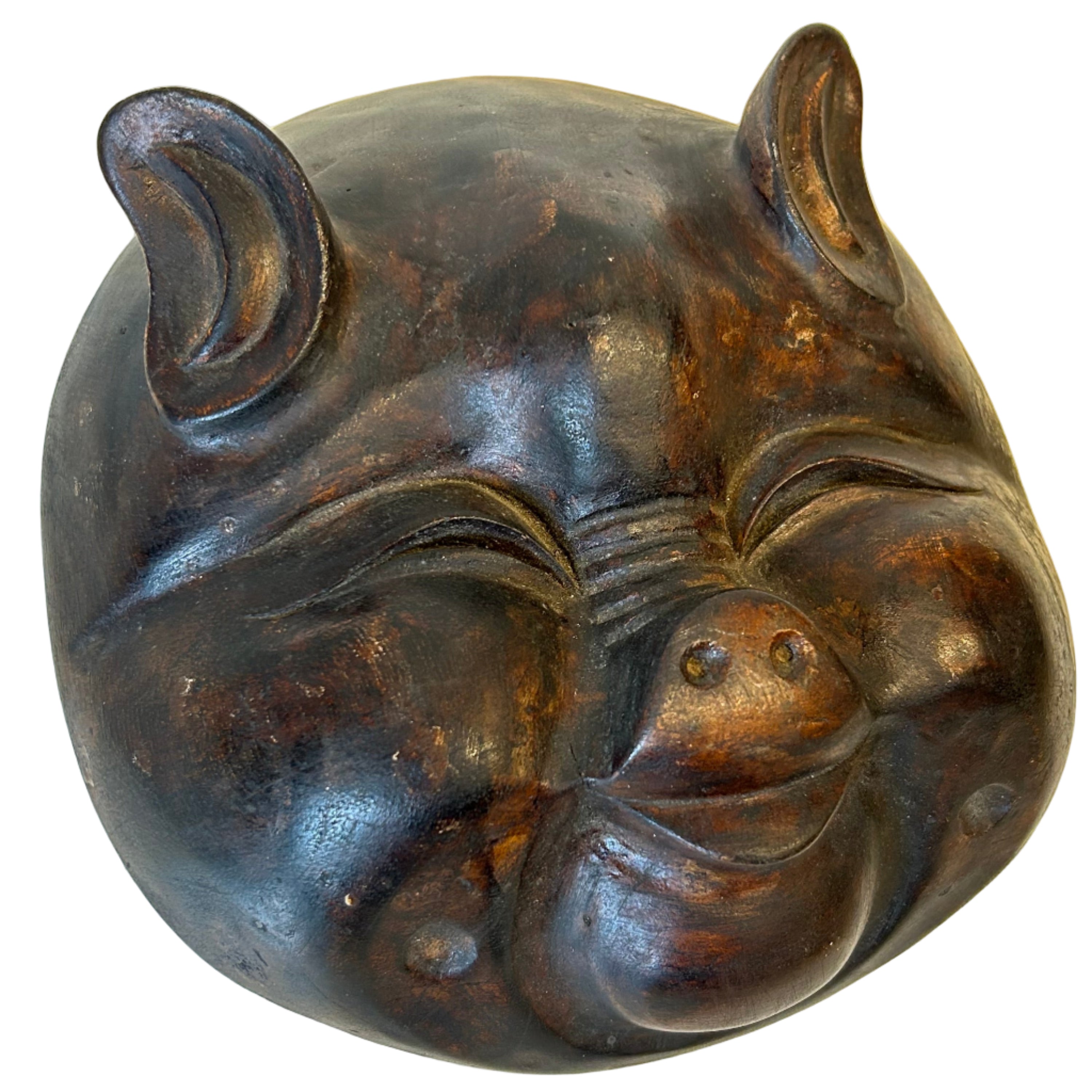 Hand carved wooden pig mask from Indonesia