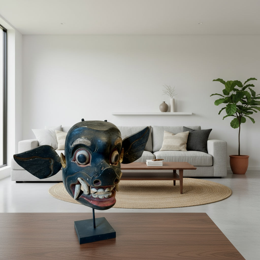 Traditional mask on a stand from Indonesia