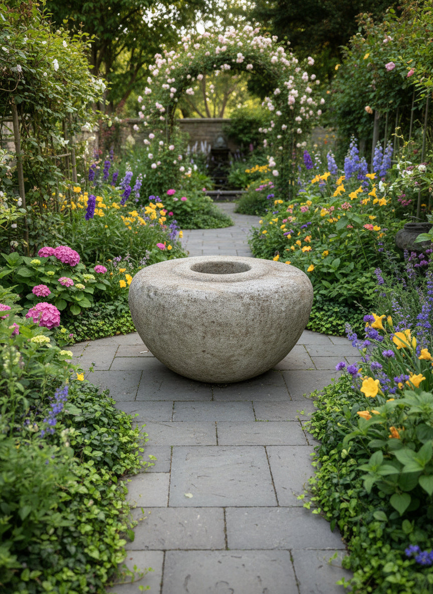 A large garden pots in a beautiful  garden
