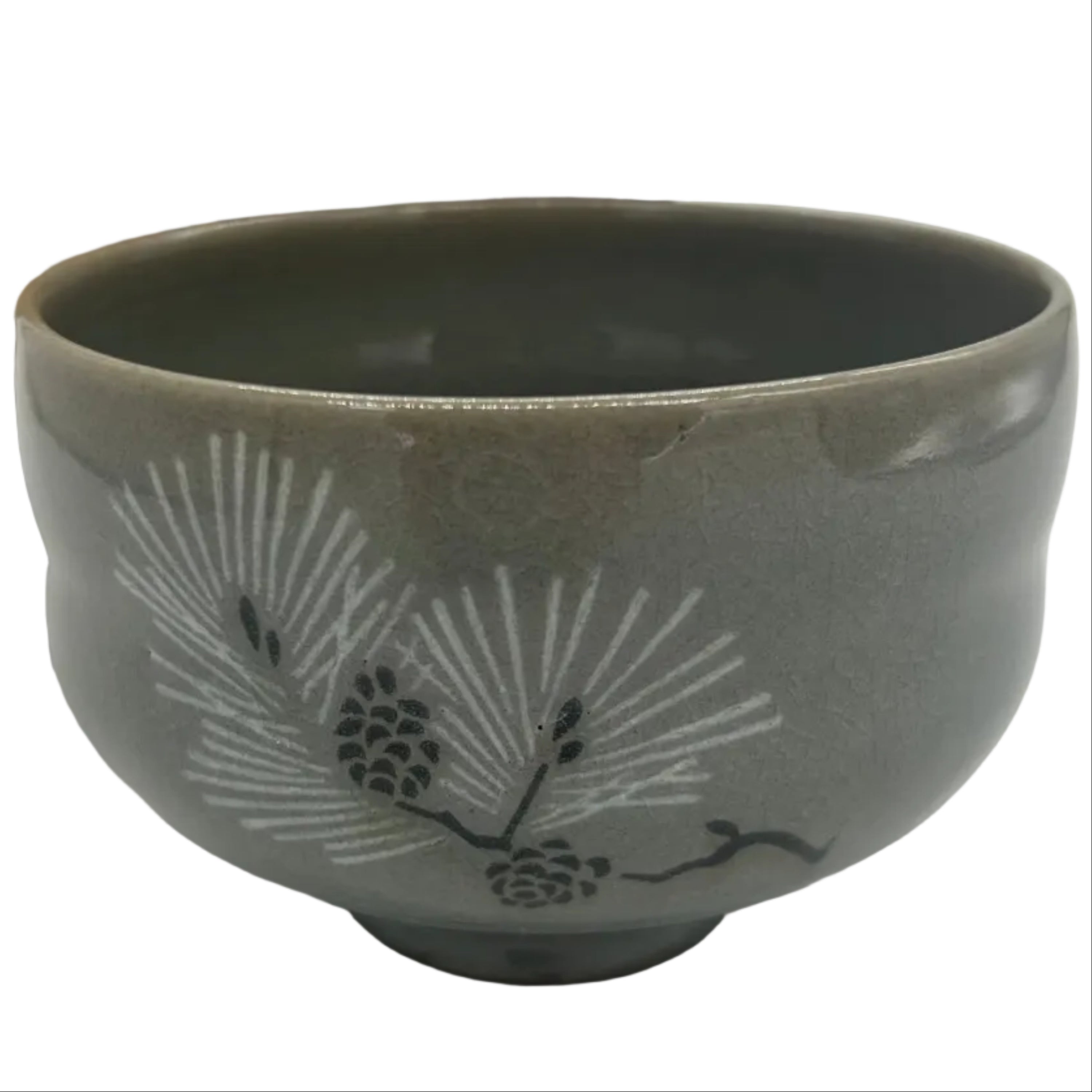 A Japanese ceramic tea bowl (chawan) with an crackle glaze and a delicate decoration. Kazari.

This item comes with its original signed box.