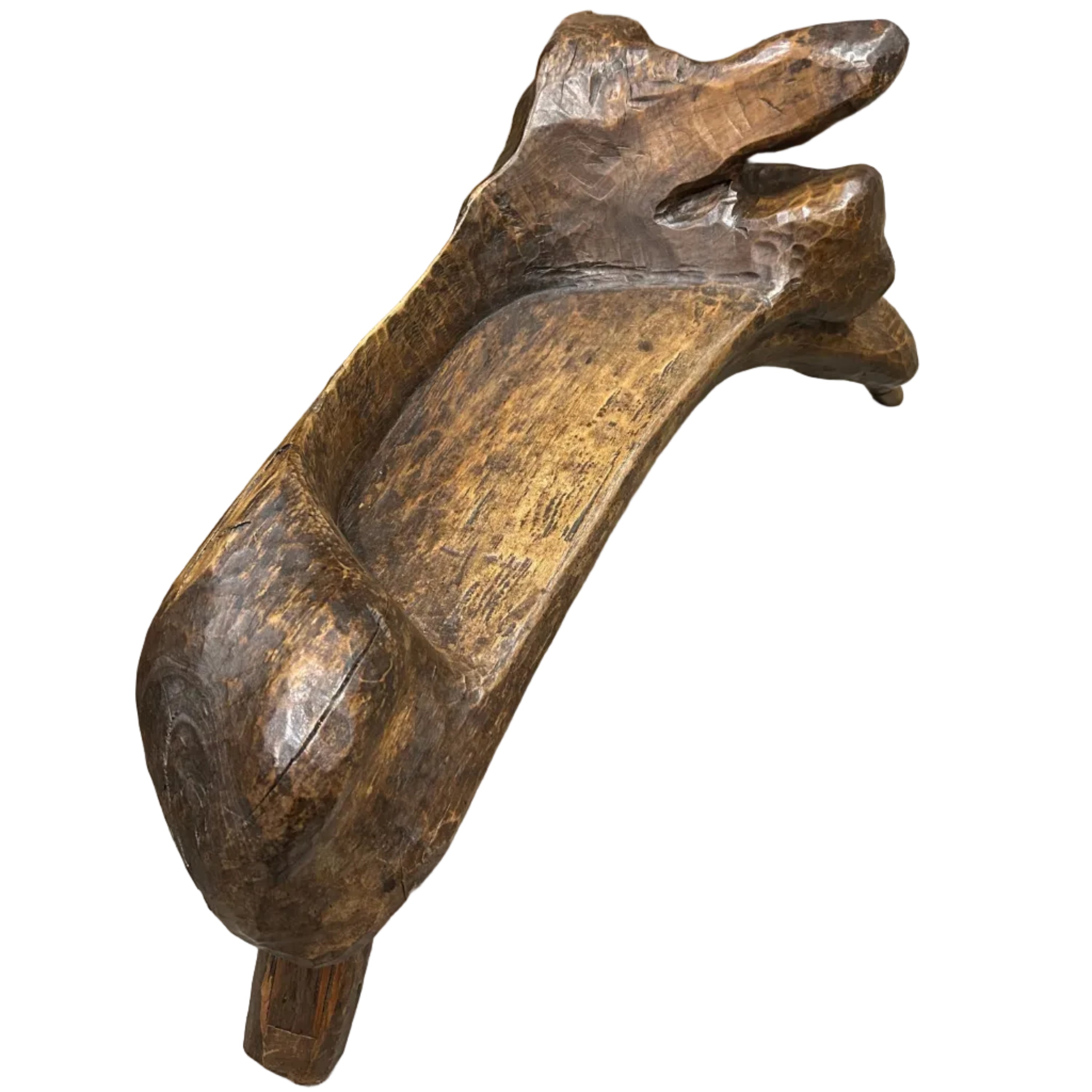 A natural timber folk art seat