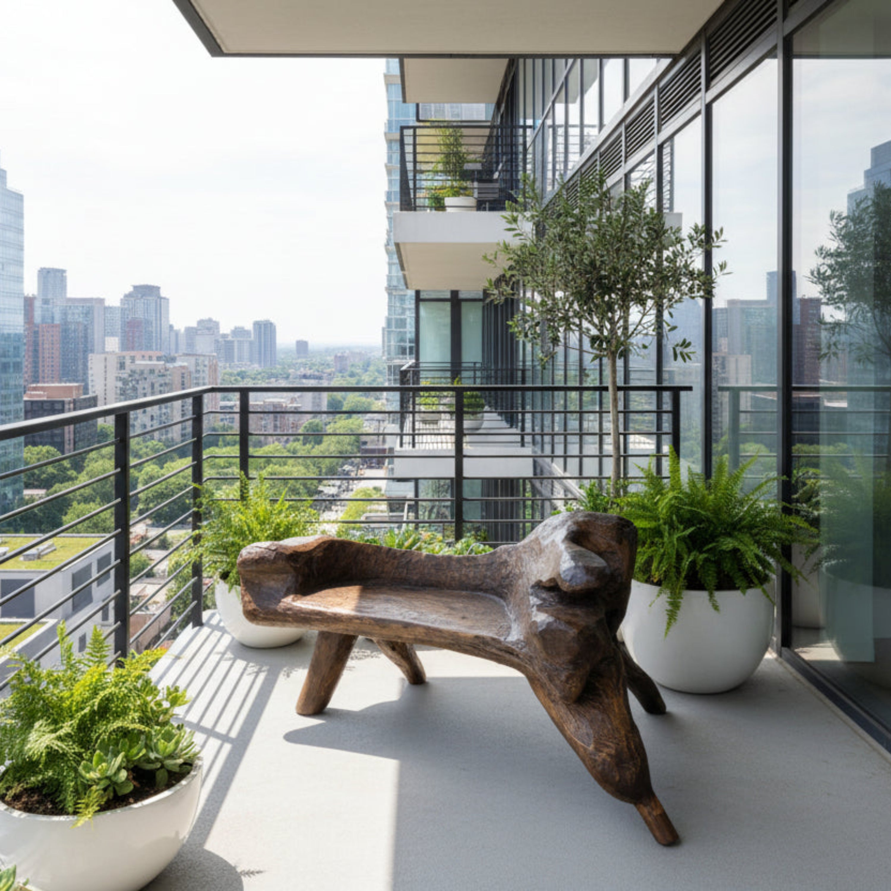 A Natural timber folk art seat