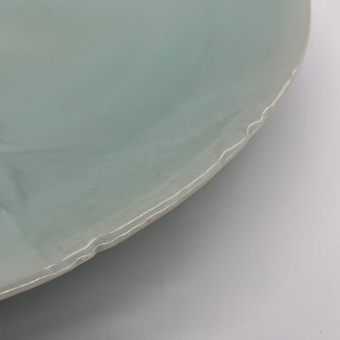 Japanese celadon porcelain charger. Signed and with it's original Paulonia box.