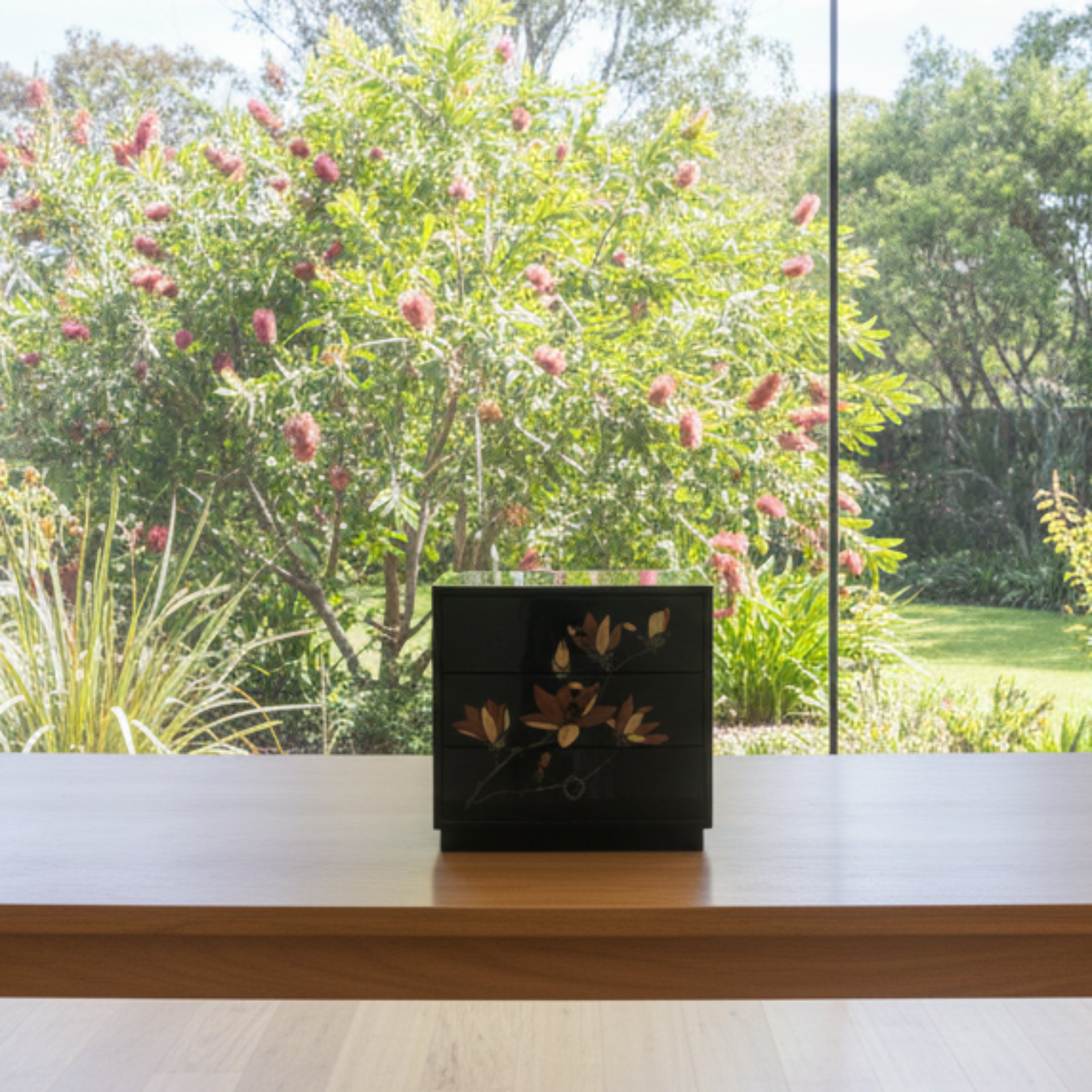 Japanese small lacquer chest. A small storage chest in immaculate condition. 1970's