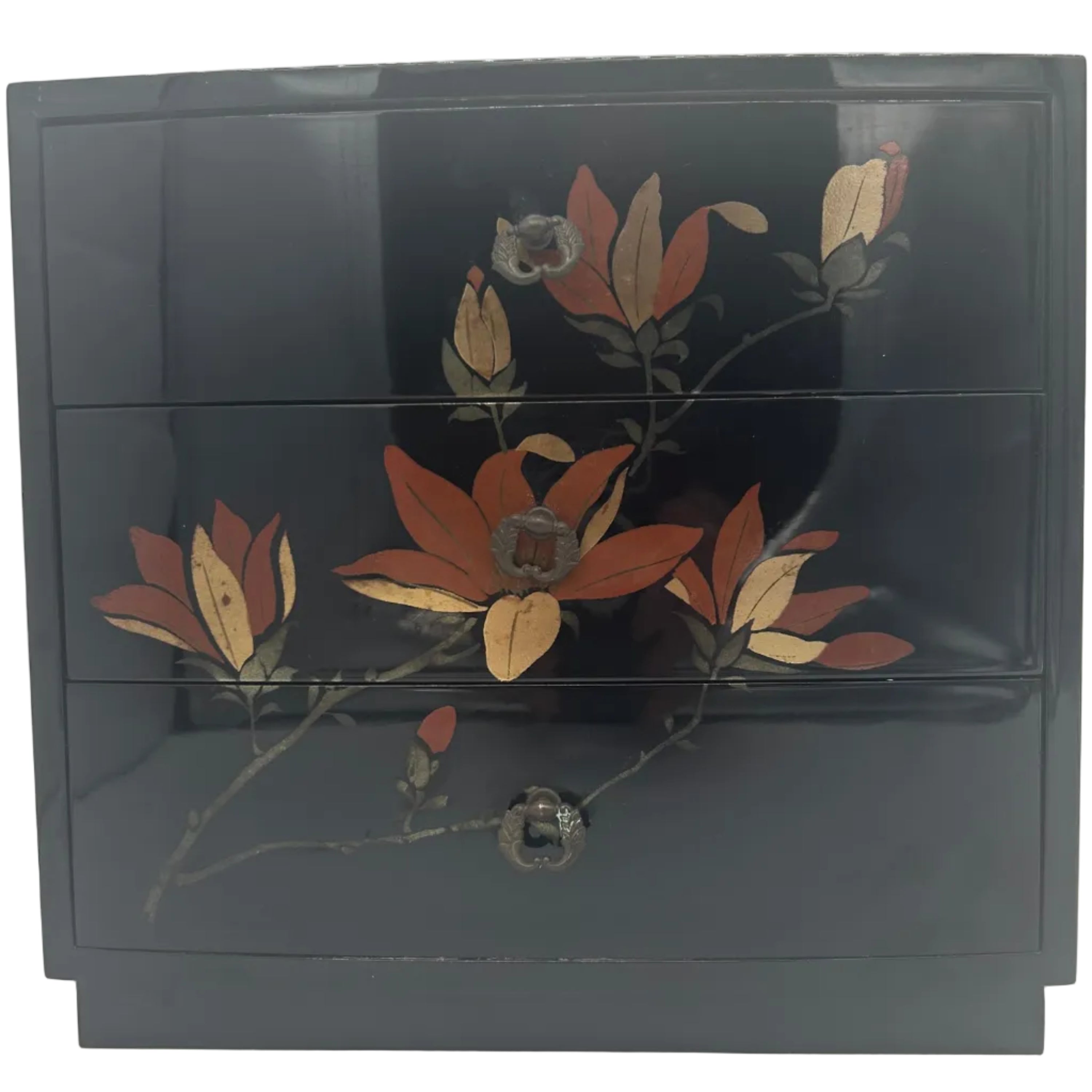 Japanese small lacquer chest. A small storage chest in immaculate condition. 1970's