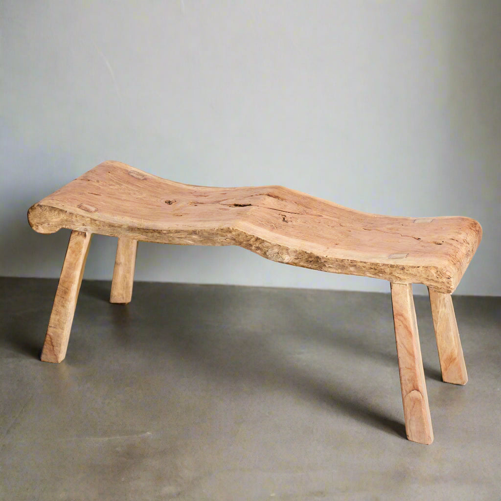 Teak two seater bench (folk art) ICF25002