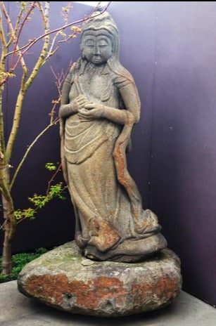 Large 19th-Century Japanese Granite Statue of Kannon, Goddess of Mercy and Compassion 