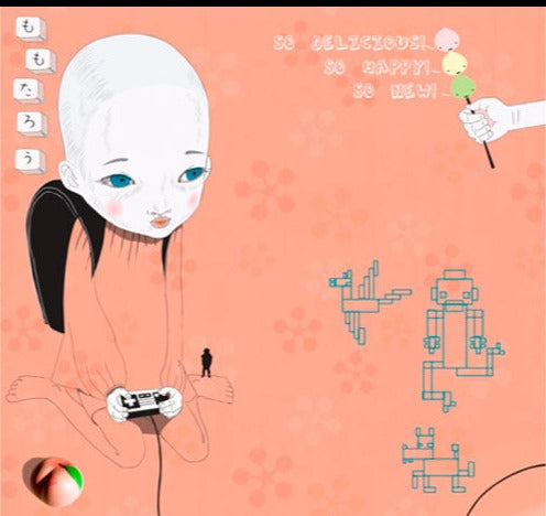 This contemporary framed print by Andrea Innocent is titled 'Momotaro', a limited edition digital print on fine Hahnemuhle Photo Rag 308 gsm paper