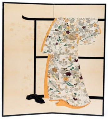 Vintage Japanese screen with kimono design - JS18016