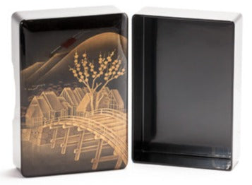 Japanese black and gold lacquer document box - L18JJ174