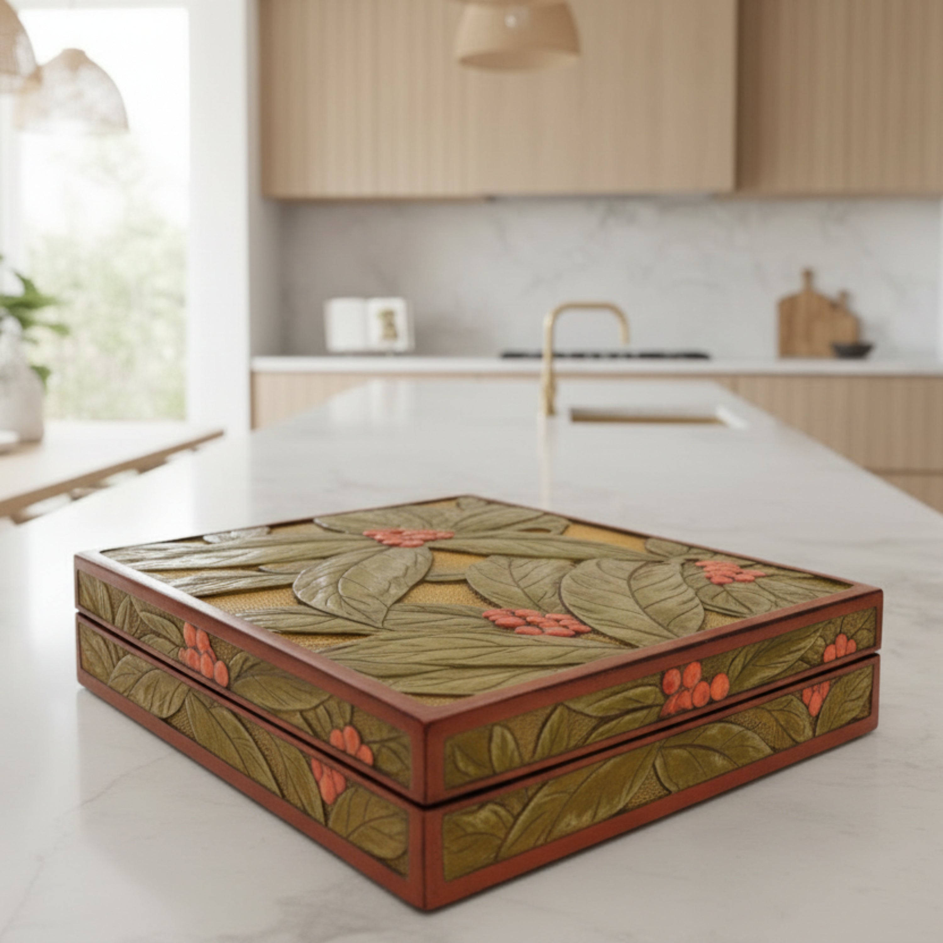 Carved lacquer writing box - L22003