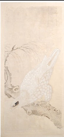 Japanese Soga school painting - an eagle watching for prey below. A classical Japanese image favoured by Samurai & symbolic of the watchful eye of power.