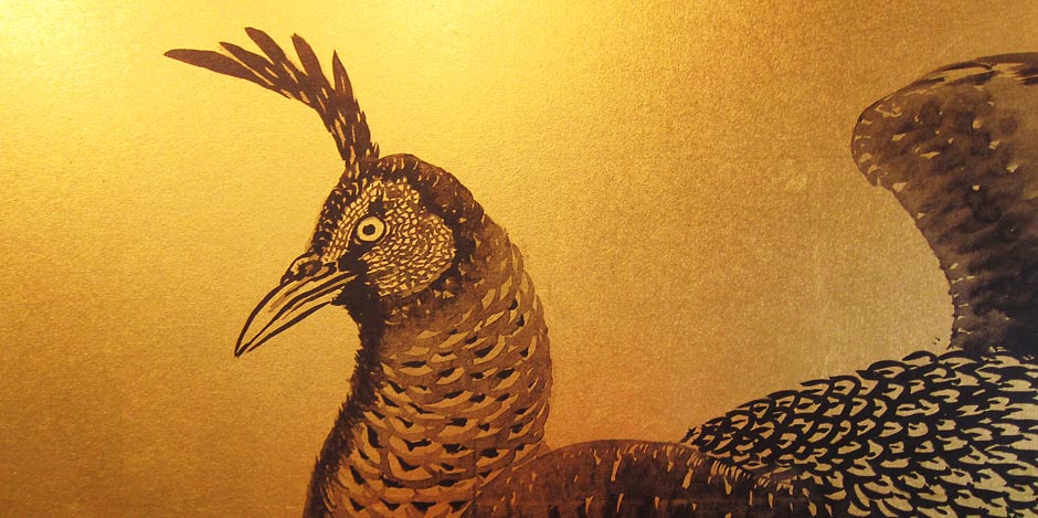 Antique Japanese Pair of Peacock Screens by Imao Keinen (1845–1924) This pair of Japanese screens features the majestic peacock - beauty, grace, and nobility