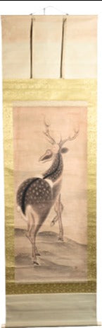 Antique Japanese Scroll – Finely Painted Deer – Meiji Period, 19th Century