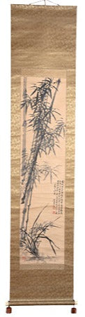 Vintage Japanese Scroll – Bamboo Stalks, Ink on Paper – 20th Century