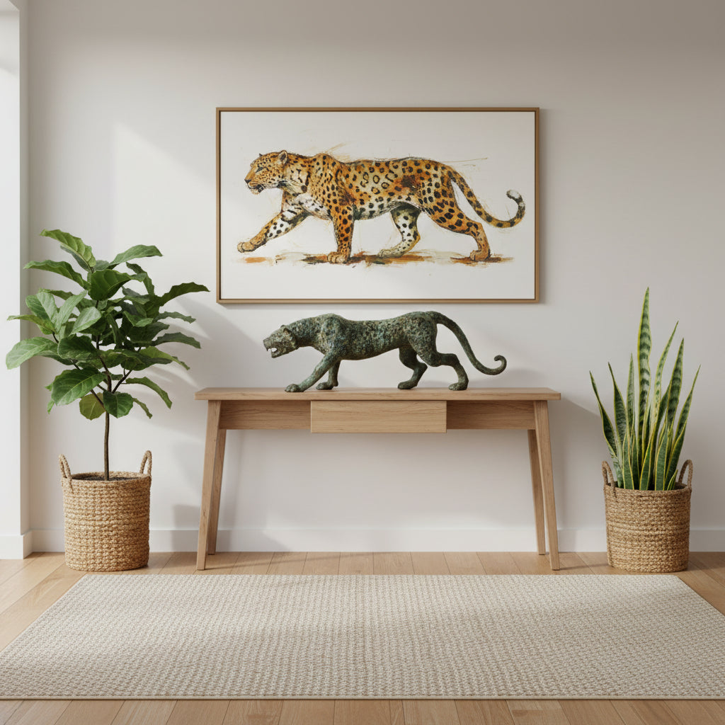 Kazari Large Contemporary Bronze Cheetah -IB23001