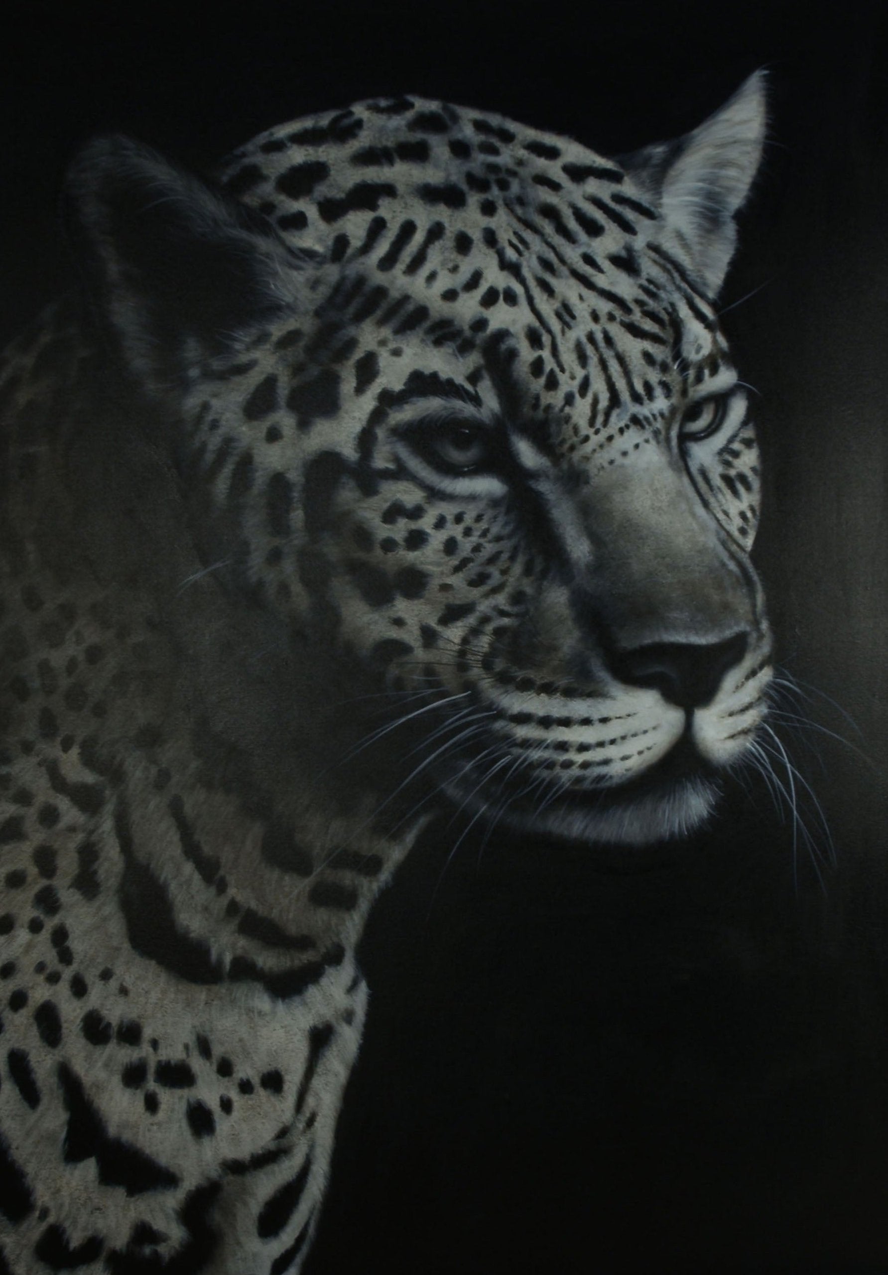 Hyperrealist acrylic leopard painting—every hair rendered in stunning detail. Bold, lifelike, and captivating on canvas.
